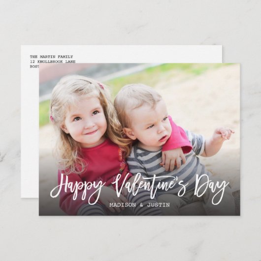 Carte postale Heureuse Sainte-Valentin de script t (Devant / Derrière)