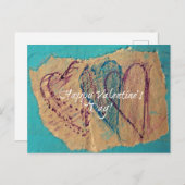 Carte Postale Heureuse Sainte-Valentin de trois coeurs (Devant / Derrière)