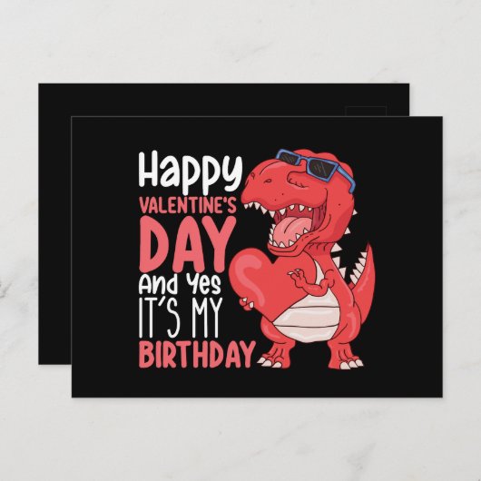 Carte Postale Heureuse Sainte-Valentin Et oui c'est mon annivers (Devant / Derrière)