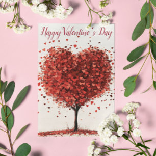 Carte Postale Heureuse Sainte-Valentin Heart Red Tree
