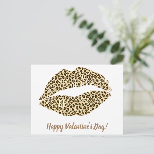 Carte Postale HEUREUSE SAINTE-VALENTIN ! Leopard Kiss (Debout devant)