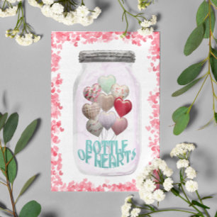Carte Postale Heureuse Sainte-Valentin Mason Jar Bouteille de Co