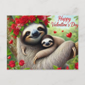 Carte Postale Heureuse Sainte-Valentin mignon Sloth (Devant)