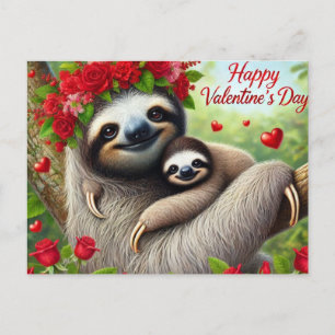 Carte Postale Heureuse Sainte-Valentin mignon Sloth