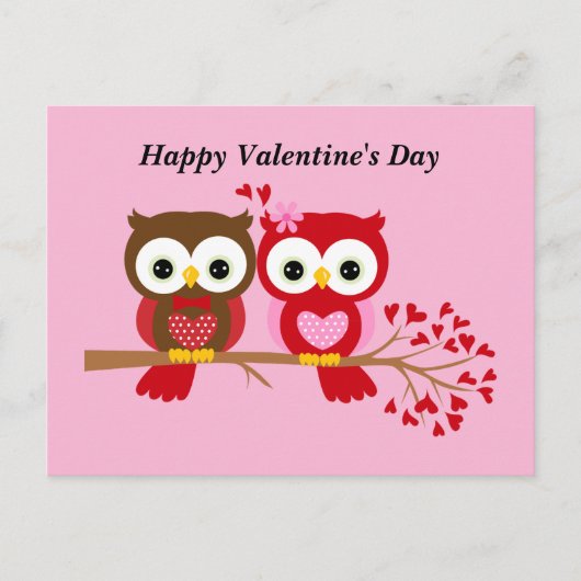Carte postale Heureuse Sainte-Valentin Owls Holida (Devant)