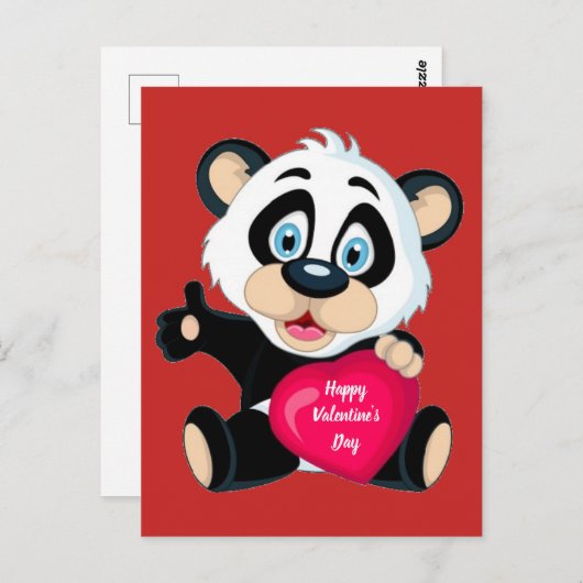 Carte Postale Heureuse Sainte-Valentin Panda Bear (Devant / Derrière)