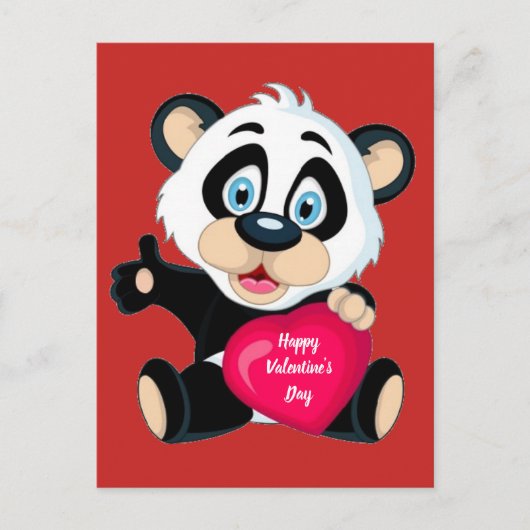 Carte Postale Heureuse Sainte-Valentin Panda Bear (Devant)