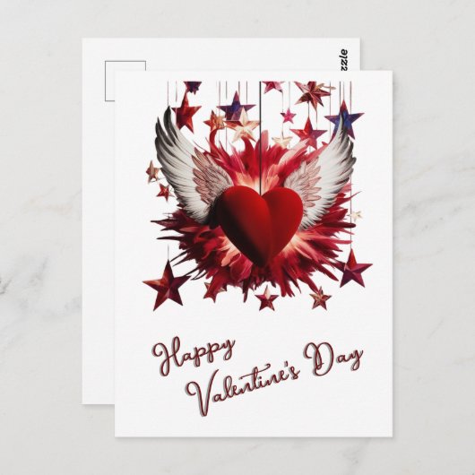 Carte Postale Heureuse Sainte-Valentin Red Heart (Devant / Derrière)