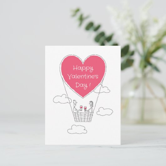 Carte Postale Heureuse Sainte-Valentin Red Heart Balloon Couple (Debout devant)