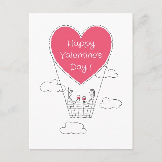 Carte Postale Heureuse Sainte-Valentin Red Heart Balloon Couple (Devant)