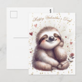 Carte Postale Heureuse Sainte-Valentin Sloth (Devant / Derrière)