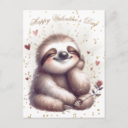 Carte Postale Heureuse Sainte-Valentin Sloth (Devant)