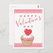 Carte Postale Heureuse Sainte-Valentin | Sweet Valentine Cupcake (Devant / Derrière)