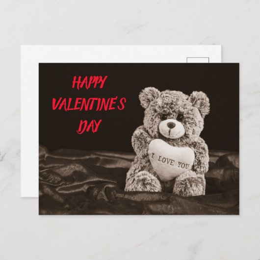 Carte postale Heureuse Sainte-Valentin Teddy Bear (Devant / Derrière)