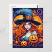 Carte Postale Heureuse sorcière d'Halloween (Devant / Derrière)