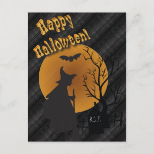 Carte Postale Heureuse sorcière Silhouette Halloween