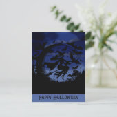 Carte Postale Heureuse sorcière volante Halloween (Debout devant)
