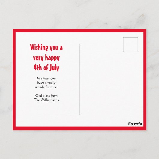 Carte Postale HEUREUX 4 JUILLET L'indépendance patriotique améri (Dos)