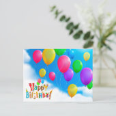 Carte Postale heureux anniversaire amour ballons arc-en-ciel (Debout devant)