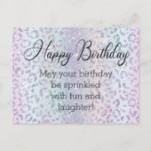 Carte Postale heureux anniversaire chic calligraphie léopard vio (Devant)