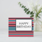 Carte Postale heureux anniversaire (wineStripes) (Debout devant)