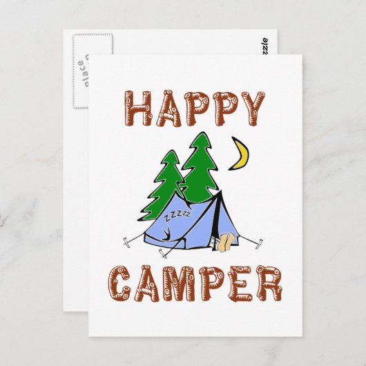 CARTE POSTALE HEUREUX CAMPER (Devant / Derrière)