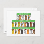 Carte Postale Heureux chats Chrismukkah portant des chapeaux de (Devant / Derrière)