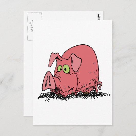 Carte Postale Heureux comme un cochon dans la boue (Devant / Derrière)
