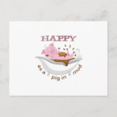 CARTE POSTALE HEUREUX COMME UN PIG DANS LA BOUE (Devant)