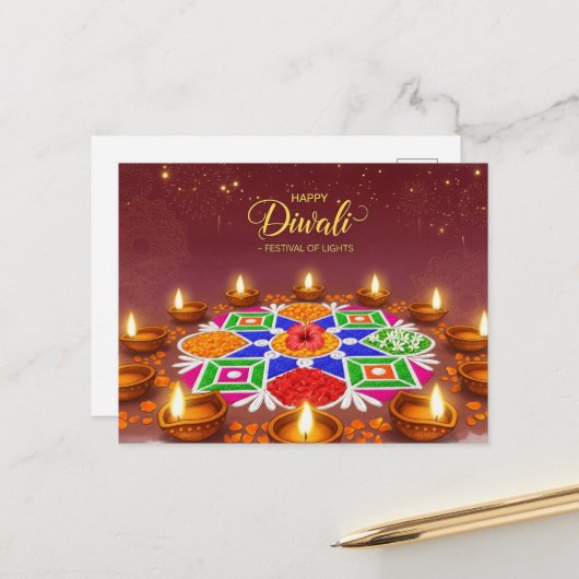 Carte Postale Heureux Diwali (Devant/Arrière en situation)