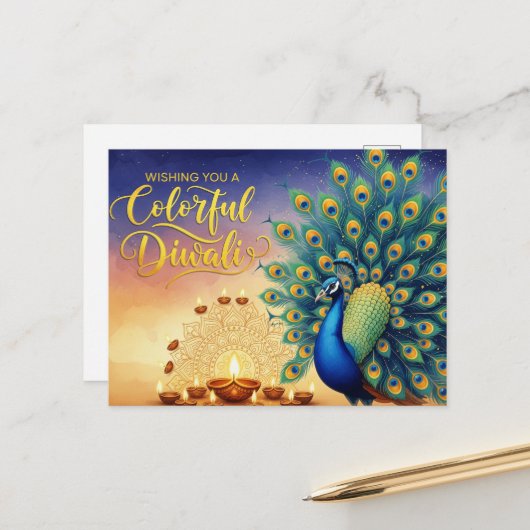 Carte Postale Heureux Diwali (Devant/Arrière en situation)