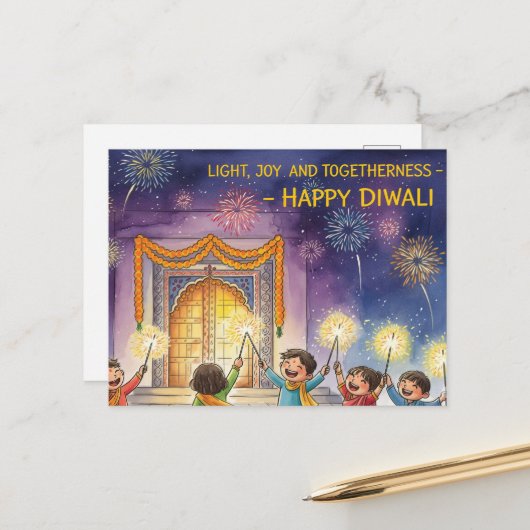 Carte Postale Heureux Diwali (Devant/Arrière en situation)