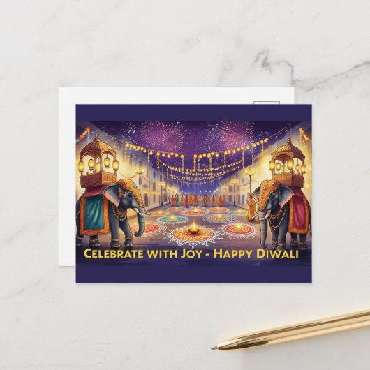 Carte Postale Heureux Diwali (Devant/Arrière en situation)