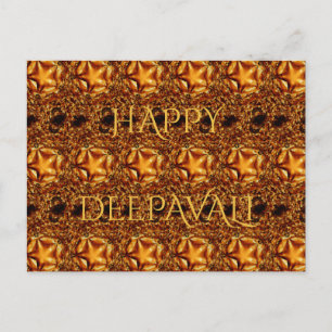 Carte Postale Heureux Diwali Salutation or cuivre brillant étoil