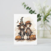 Carte Postale heureux enfants halloween (Debout devant)