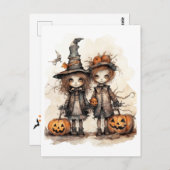 Carte Postale heureux enfants halloween (Devant / Derrière)