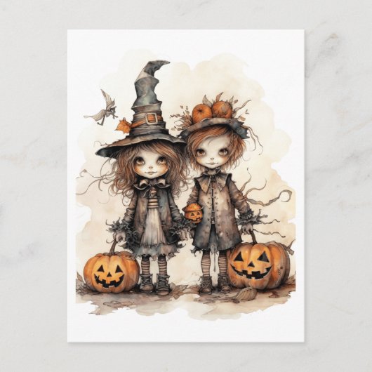Carte Postale heureux enfants halloween (Devant)