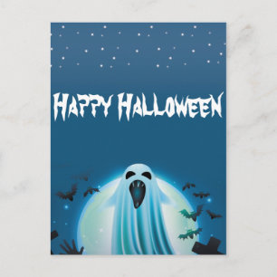 Carte Postale heureux fantôme d'Halloween dans la nuit