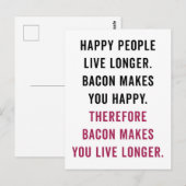 Carte Postale Heureux gens Bacon Drôle Citation (Devant / Derrière)