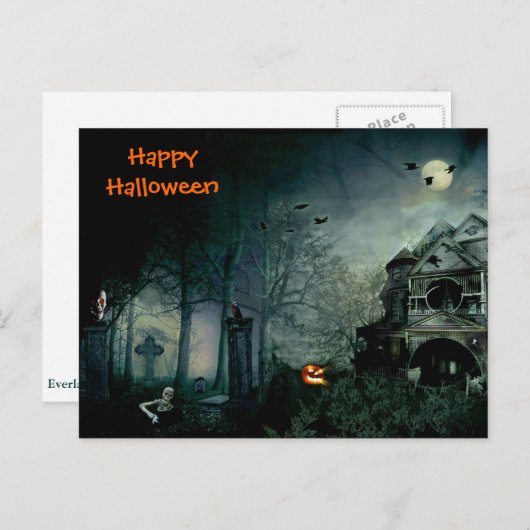 CARTE POSTALE HEUREUX HALLOWEEN (Devant / Derrière)