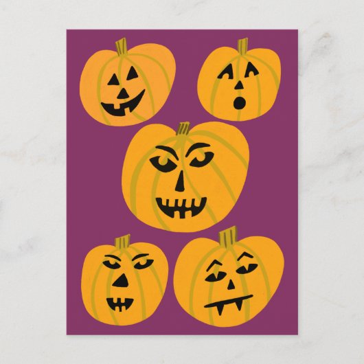 Carte Postale HEUREUX HALLOWEEN Citrouille Jack-O-Lanterns (Devant)