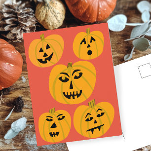 Carte Postale HEUREUX HALLOWEEN Citrouille Jack-O-Lanterns