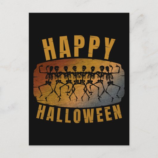 CARTE POSTALE HEUREUX HALLOWEEN DANSER SKELETON (Devant)