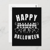 CARTE POSTALE HEUREUX HALLOWEEN DANSER SKELETONS (Devant / Derrière)
