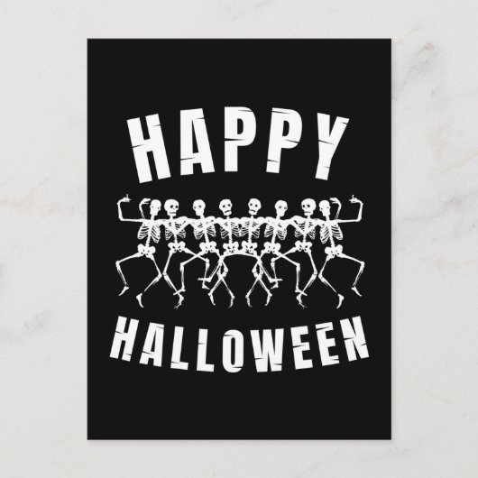 CARTE POSTALE HEUREUX HALLOWEEN DANSER SKELETONS (Devant)