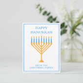 Carte Postale Heureux Hanoukka Menorah Cute Personnalisé (Debout devant)