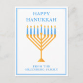 Carte Postale Heureux Hanoukka Menorah Cute Personnalisé (Devant)
