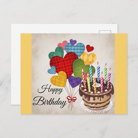 Carte Postale Heureux voeux d'anniversaire (Devant / Derrière)