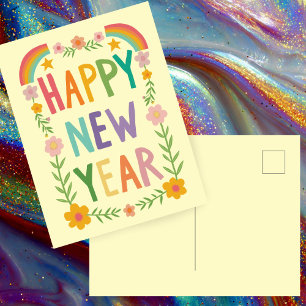 Carte Postale HEUREUX Whimsical HEUREUX manuel de la nouvelle an