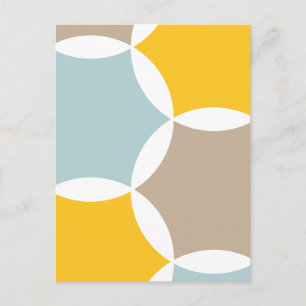 Carte Postale Hexagon géométrique Cercle Motif bleu jaune